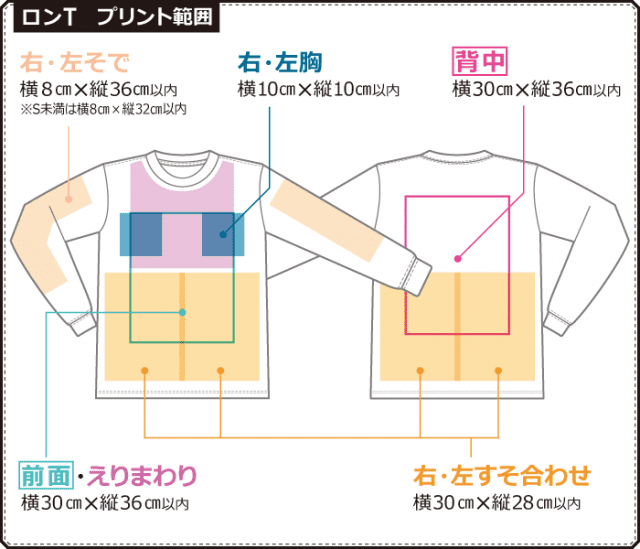 【クラＴキタカミ】オーガニックコットンロングスリーブＴシャツ：プリント範囲